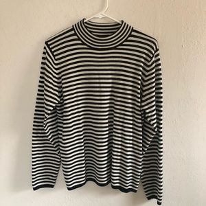 black and white striped mock neck/ turtleneck